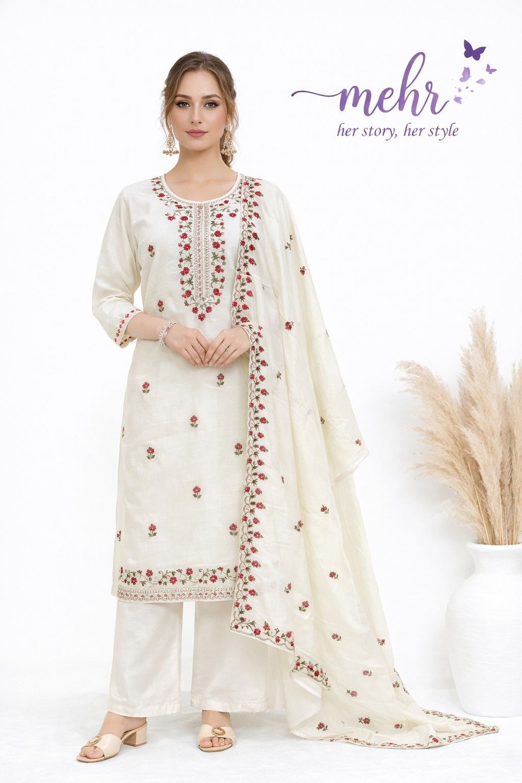 Mehr 0807 Hinaya Roman Silk Readymade Plazzo Style Suits Manufacturer Ahmedabad