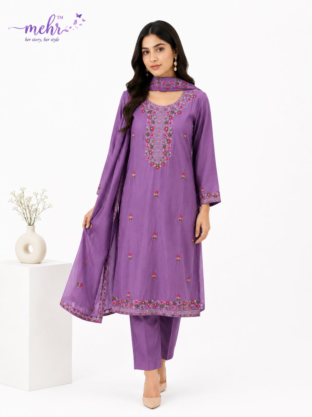 Mehr 0807 Hinaya Roman Silk Readymade Plazzo Style Suits Manufacturer Ahmedabad