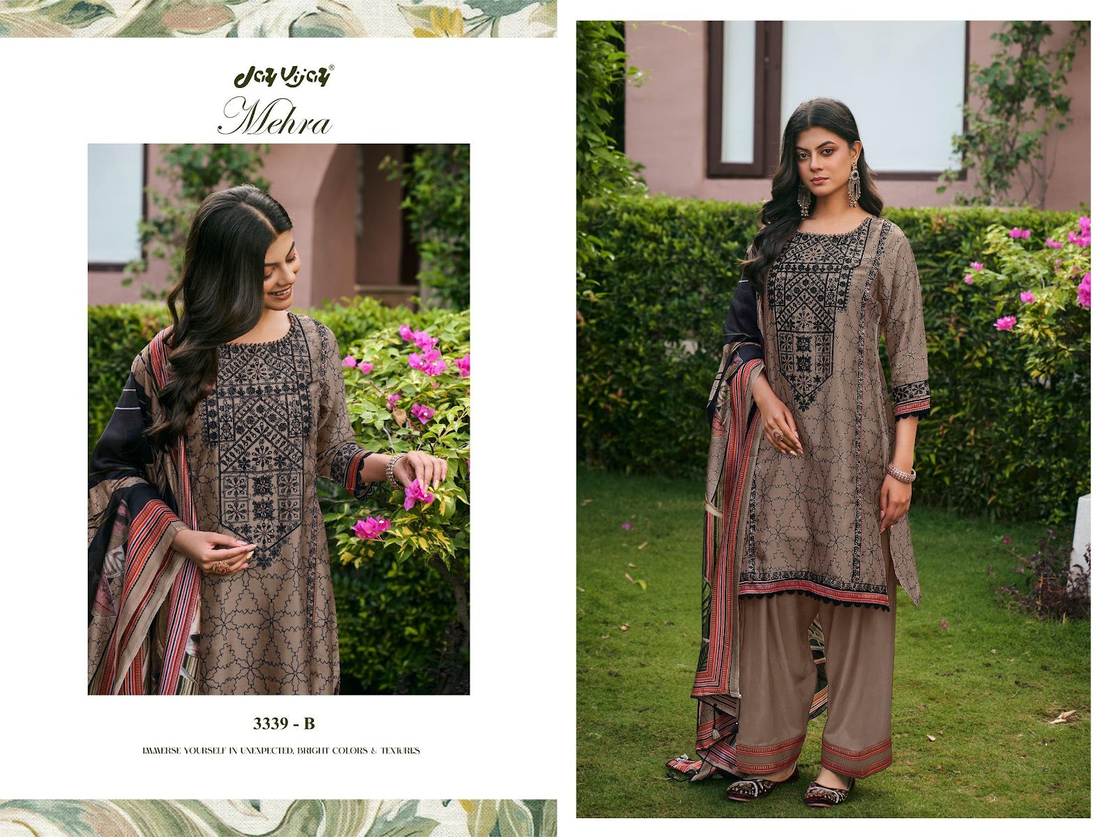 Mehra 3339 Jay Vijay Bemberg Silk Plazzo Style Suits Wholesale Rate