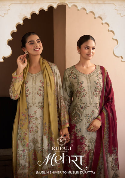 Mehra Rupali Viscose Muslin Pant Style Suits Exporter