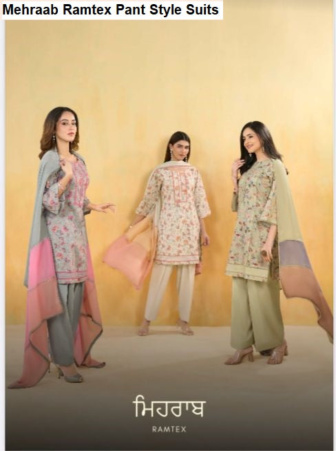 Mehraab Ramtex Cambric Cotton Pant Style Suits Exporter Ahmedabad