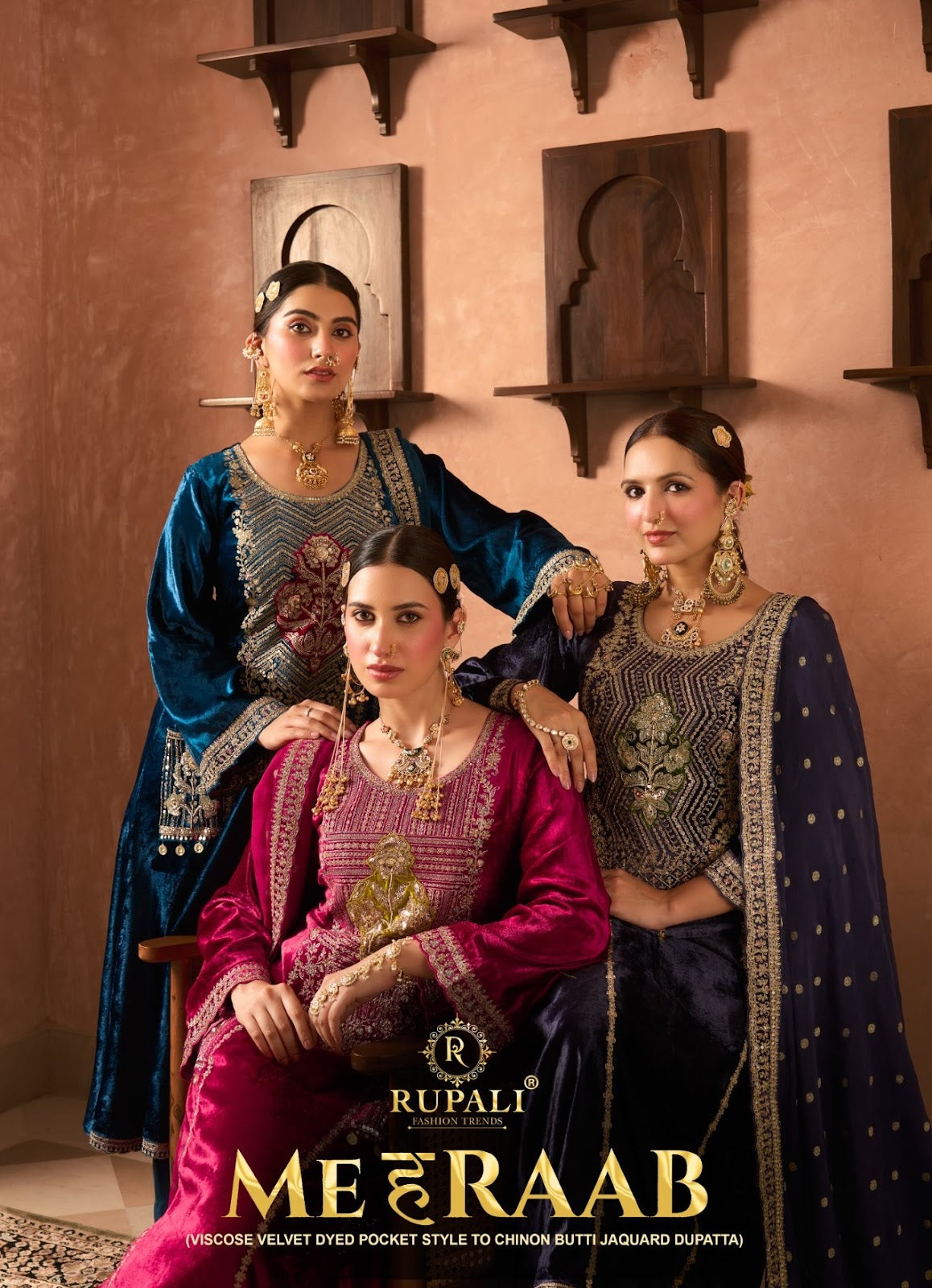 Mehraab Rupali Viscose Velvet Suits Wholesale Rate
