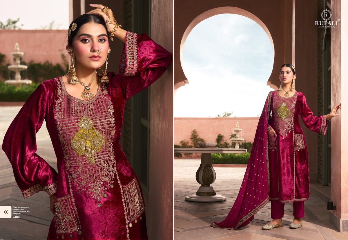 Mehraab Rupali Viscose Velvet Suits Wholesale Rate