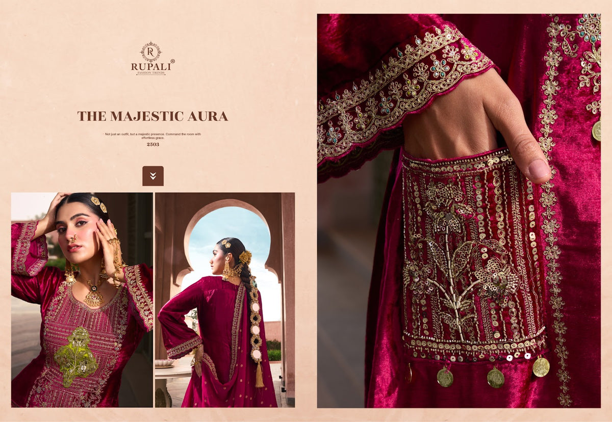 Mehraab Rupali Viscose Velvet Suits Wholesale Rate