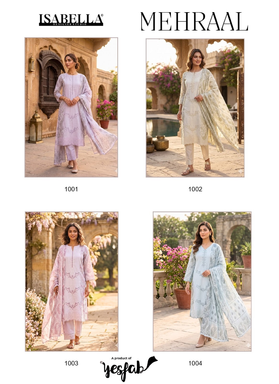 Mehraal Yes Fab Isabella Lawn Pakistani Salwar Suits Supplier India