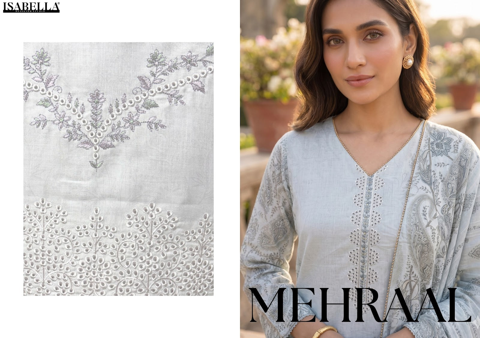 Mehraal Yes Fab Isabella Lawn Pakistani Salwar Suits Supplier India