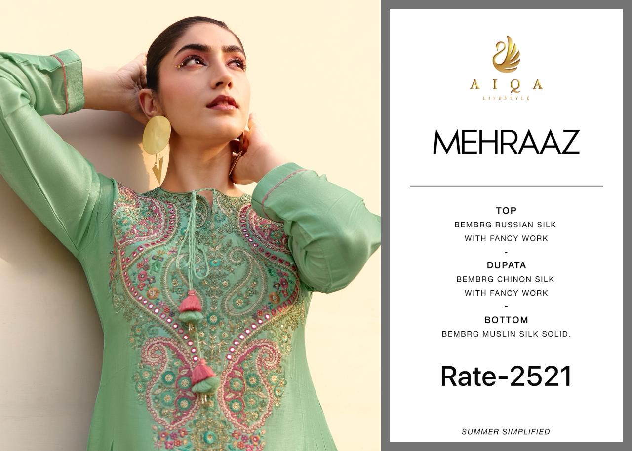 Mehraaz Aiqa Russian Silk Pant Style Suits Wholesaler India