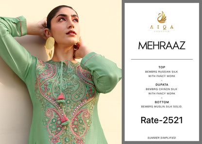 Mehraaz Aiqa Russian Silk Pant Style Suits Wholesaler India