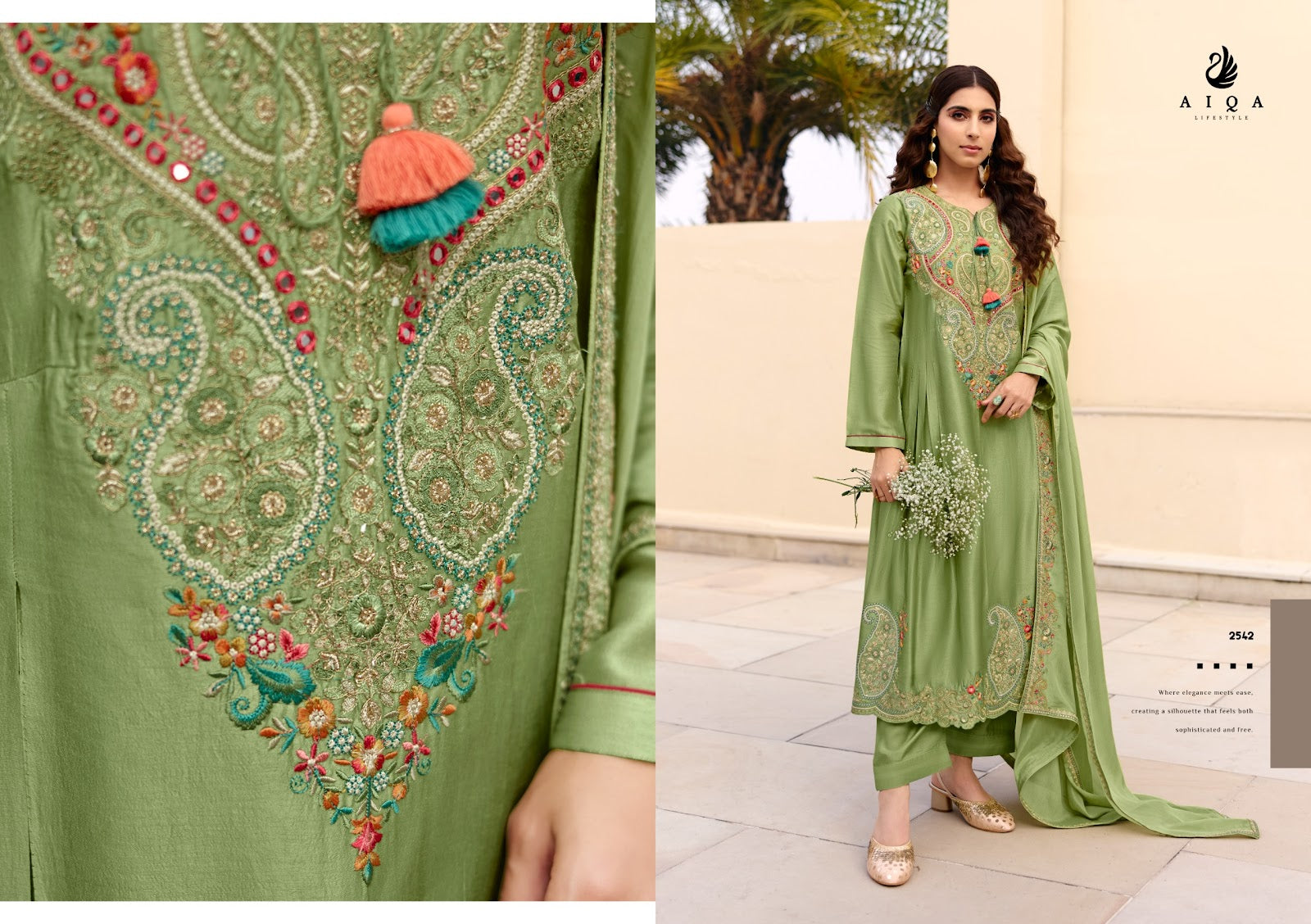 Mehraaz Aiqa Russian Silk Pant Style Suits Wholesaler India