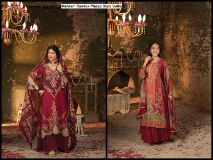 Mehram Ramtex Tussar Silk Plazzo Style Suits Exporter Ahmedabad