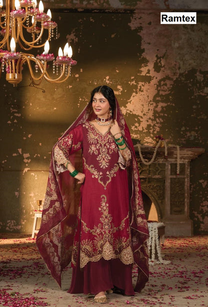 Mehram Ramtex Tussar Silk Plazzo Style Suits Exporter Ahmedabad