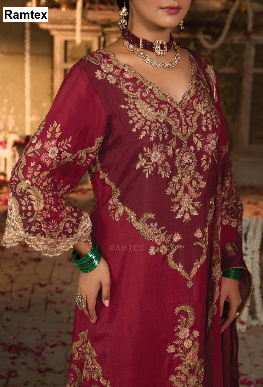 Mehram Ramtex Tussar Silk Plazzo Style Suits Exporter Ahmedabad