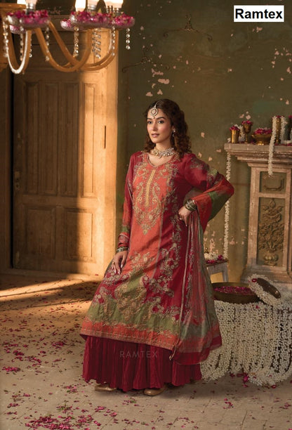 Mehram Ramtex Tussar Silk Plazzo Style Suits Exporter Ahmedabad