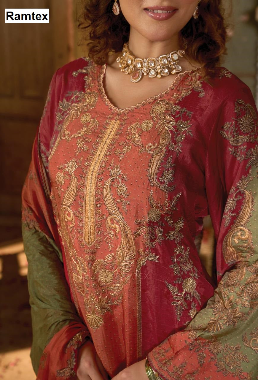 Mehram Ramtex Tussar Silk Plazzo Style Suits Exporter Ahmedabad
