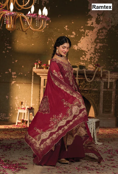 Mehram Ramtex Tussar Silk Plazzo Style Suits Exporter Ahmedabad