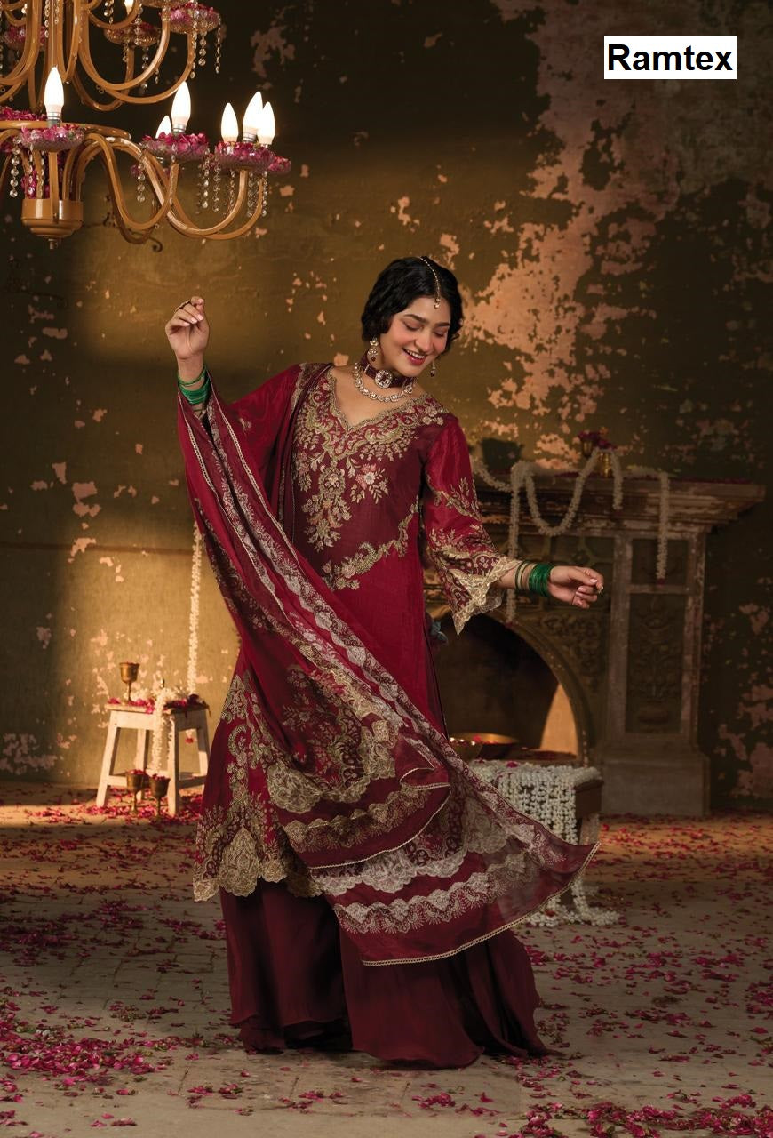 Mehram Ramtex Tussar Silk Plazzo Style Suits Exporter Ahmedabad