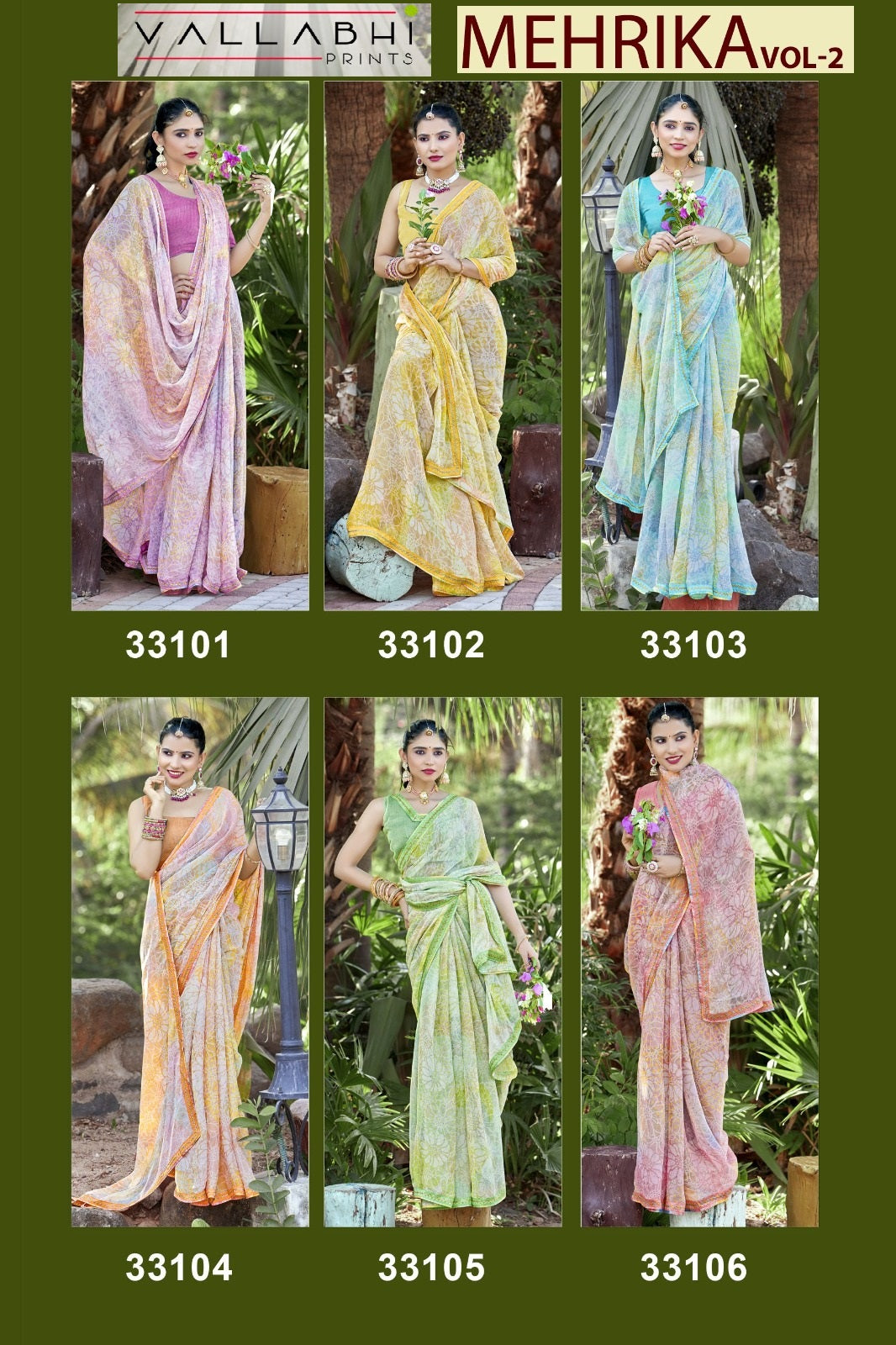 Mehrika Vol 2 Vallabhi Prints Moss Sarees Wholesale Price