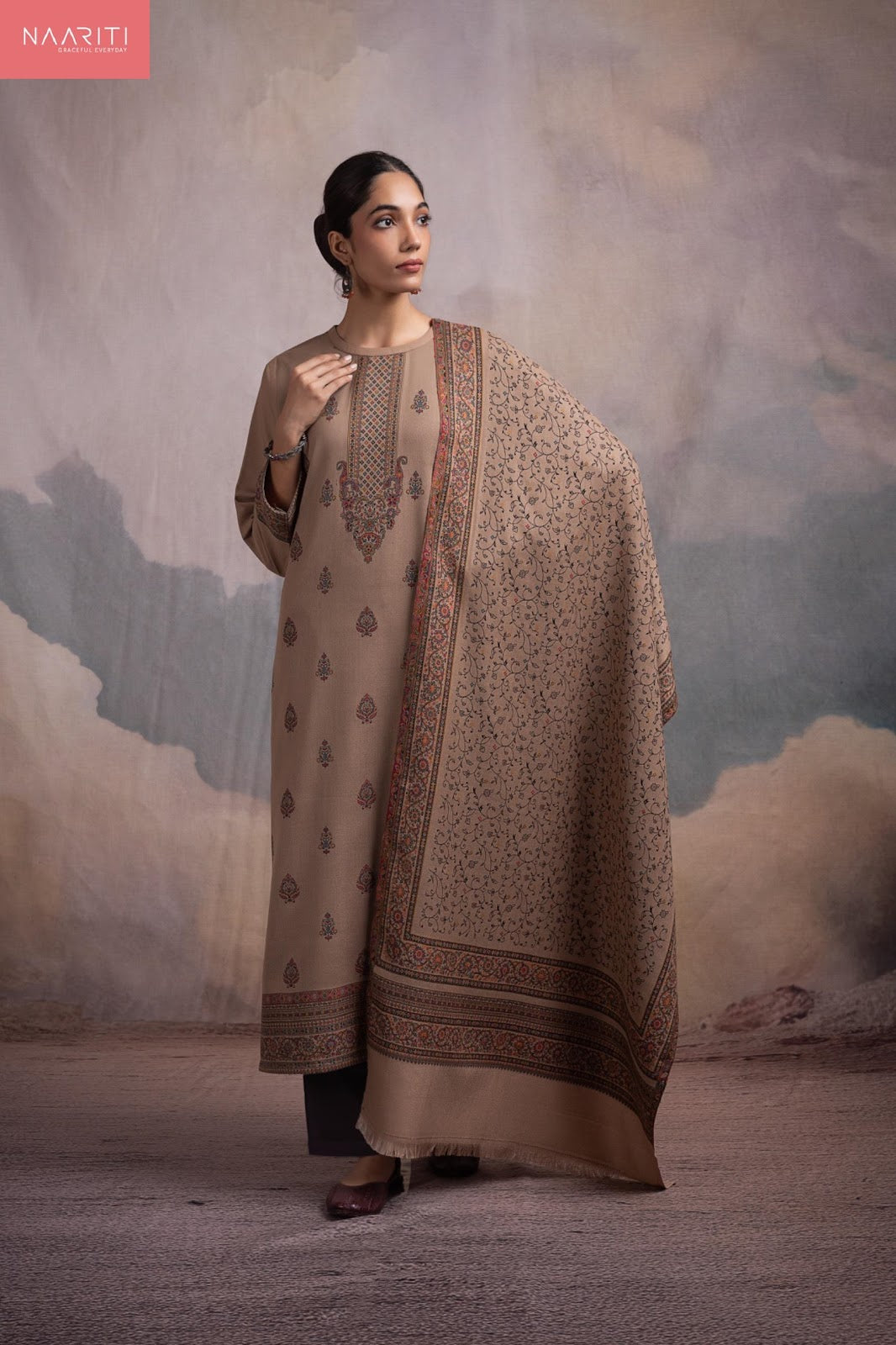 Mehroz Naariti Woven Jacquard Pashmina Suits Wholesale Price