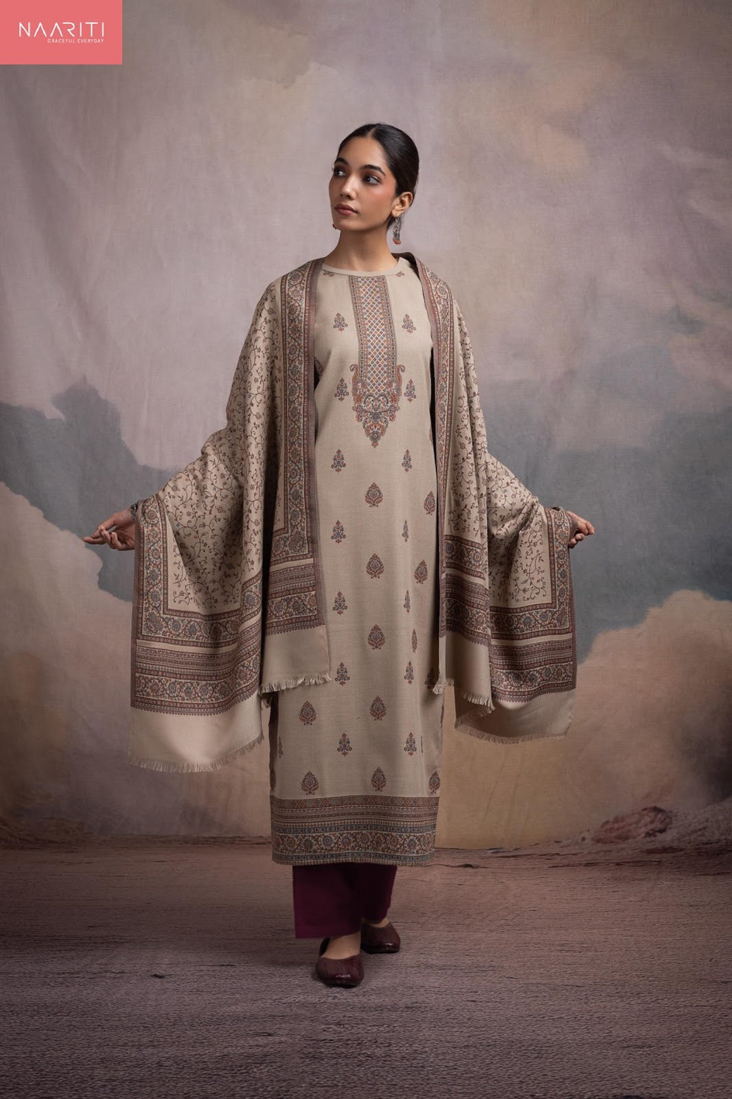 Mehroz Naariti Woven Jacquard Pashmina Suits Wholesale Price