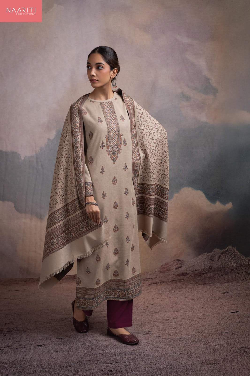 Mehroz Naariti Woven Jacquard Pashmina Suits Wholesale Price