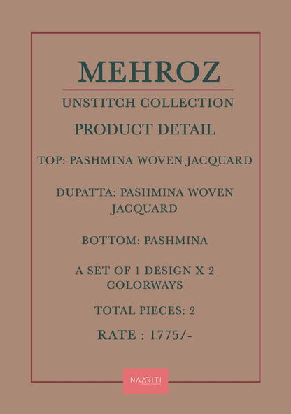 Mehroz Naariti Woven Jacquard Pashmina Suits Wholesale Price