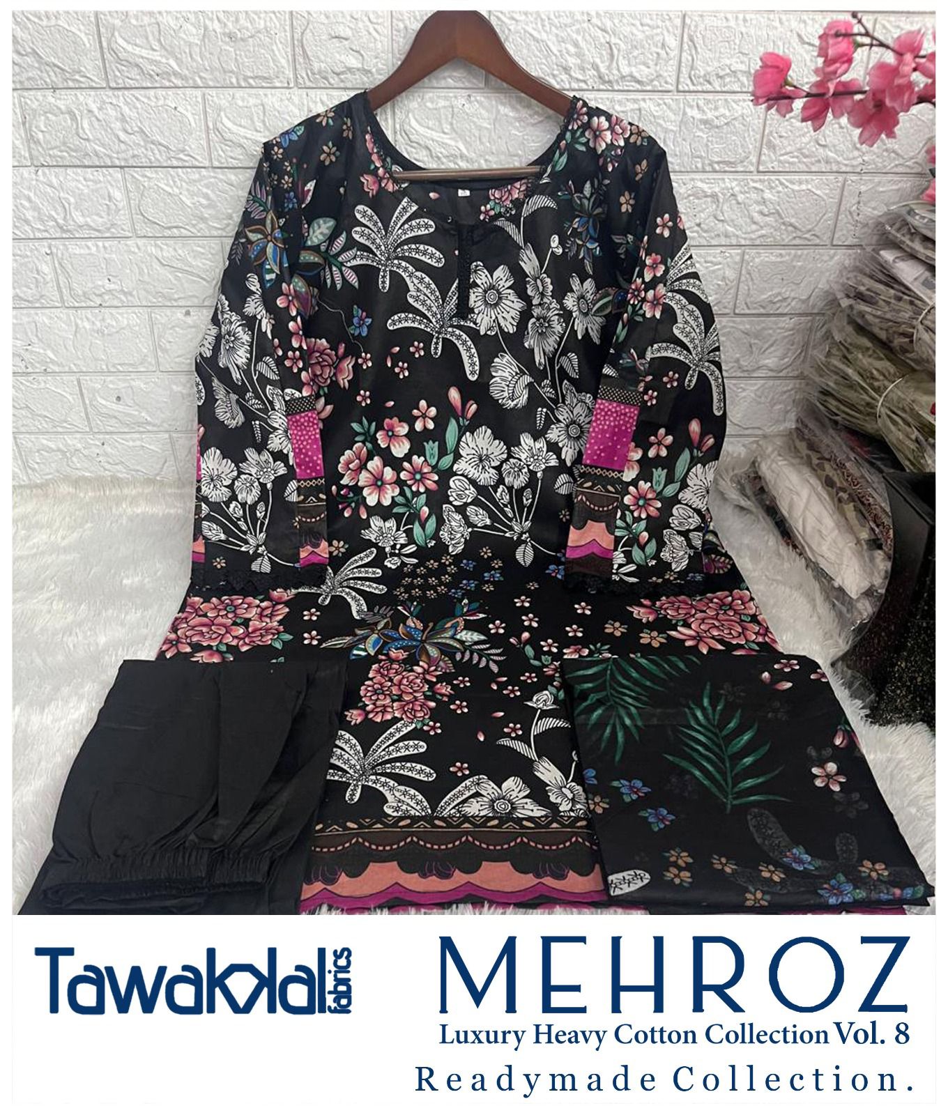 Mehroz Vol 8 Luxury Heavy Cotton Collection Tawakkal Fabrics Karachi Readymade Suits Wholesale Price
