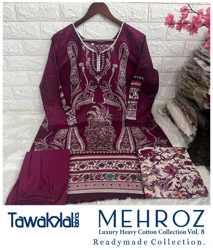 Mehroz Vol 8 Luxury Heavy Cotton Collection Tawakkal Fabrics Karachi Readymade Suits Wholesale Price