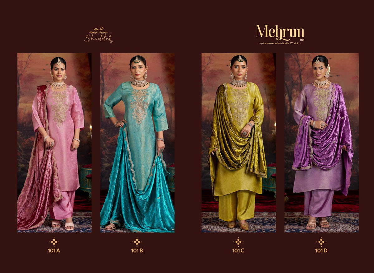 Mehrun Shiddat Viscose Velvet Suits Supplier Gujarat
