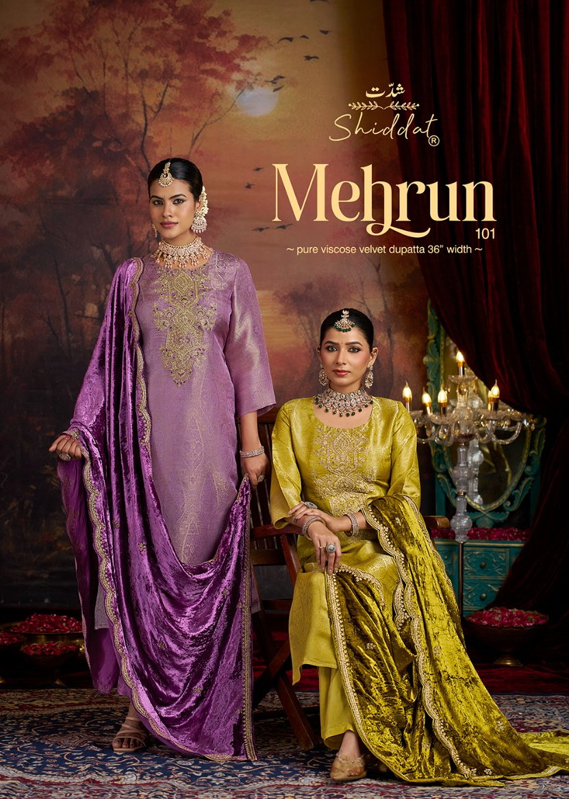 Mehrun Shiddat Viscose Velvet Suits Supplier Gujarat