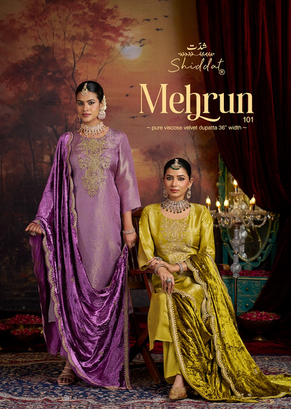 Mehrun Shiddat Viscose Velvet Suits Supplier Gujarat