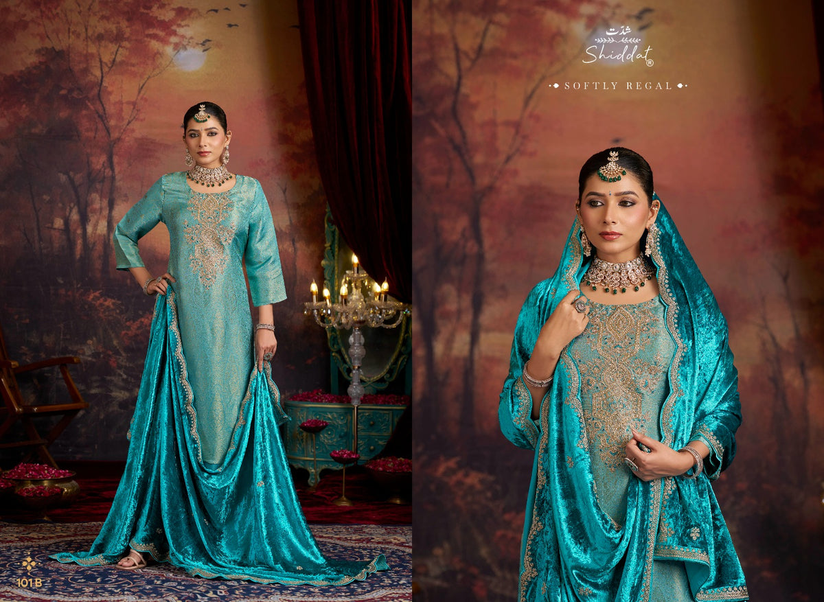 Mehrun Shiddat Viscose Velvet Suits Supplier Gujarat