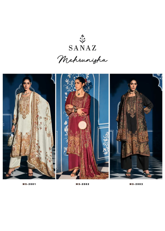 Mehrunisha Sanaz Viscose Muslin Pakistani Salwar Suits Supplier
