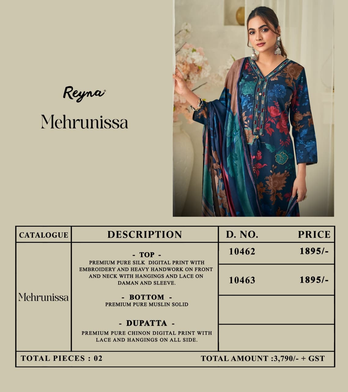 Mehrunissa Reyna Silk Salwar Suits Exporter