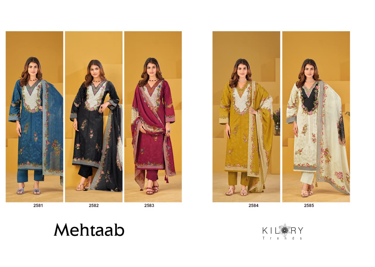 Mehtaab Kilory Lawn Cotton Pakistani Salwar Suits Supplier Ahmedabad