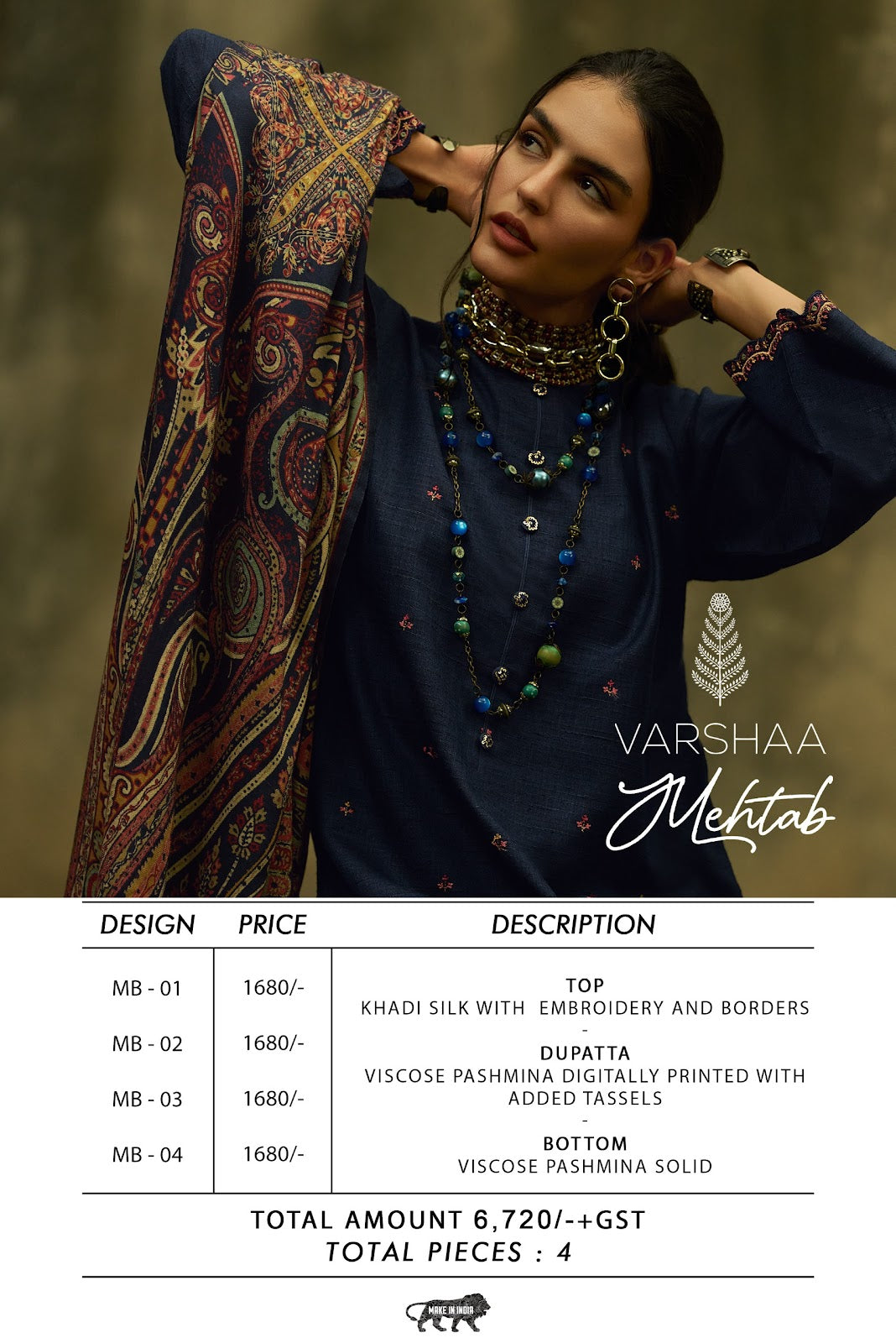 Mehtab Varshaa Khadi Silk Pashmina Suits Manufacturer