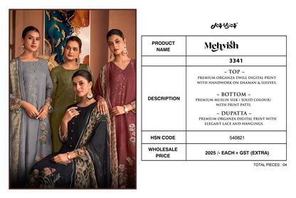 Mehvish 3341 Jay Vijay Organza Twill Pant Style Suits Supplier Gujarat