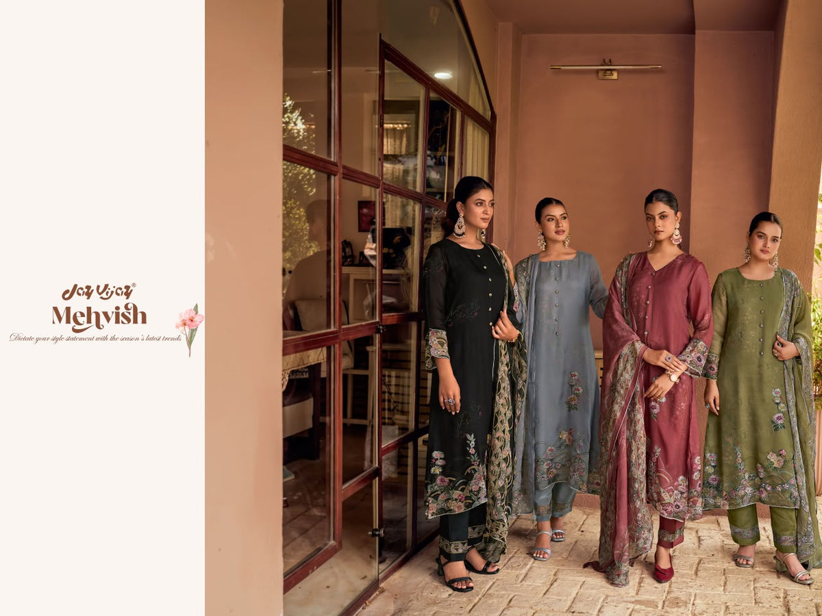 Mehvish 3341 Jay Vijay Organza Twill Pant Style Suits Supplier Gujarat