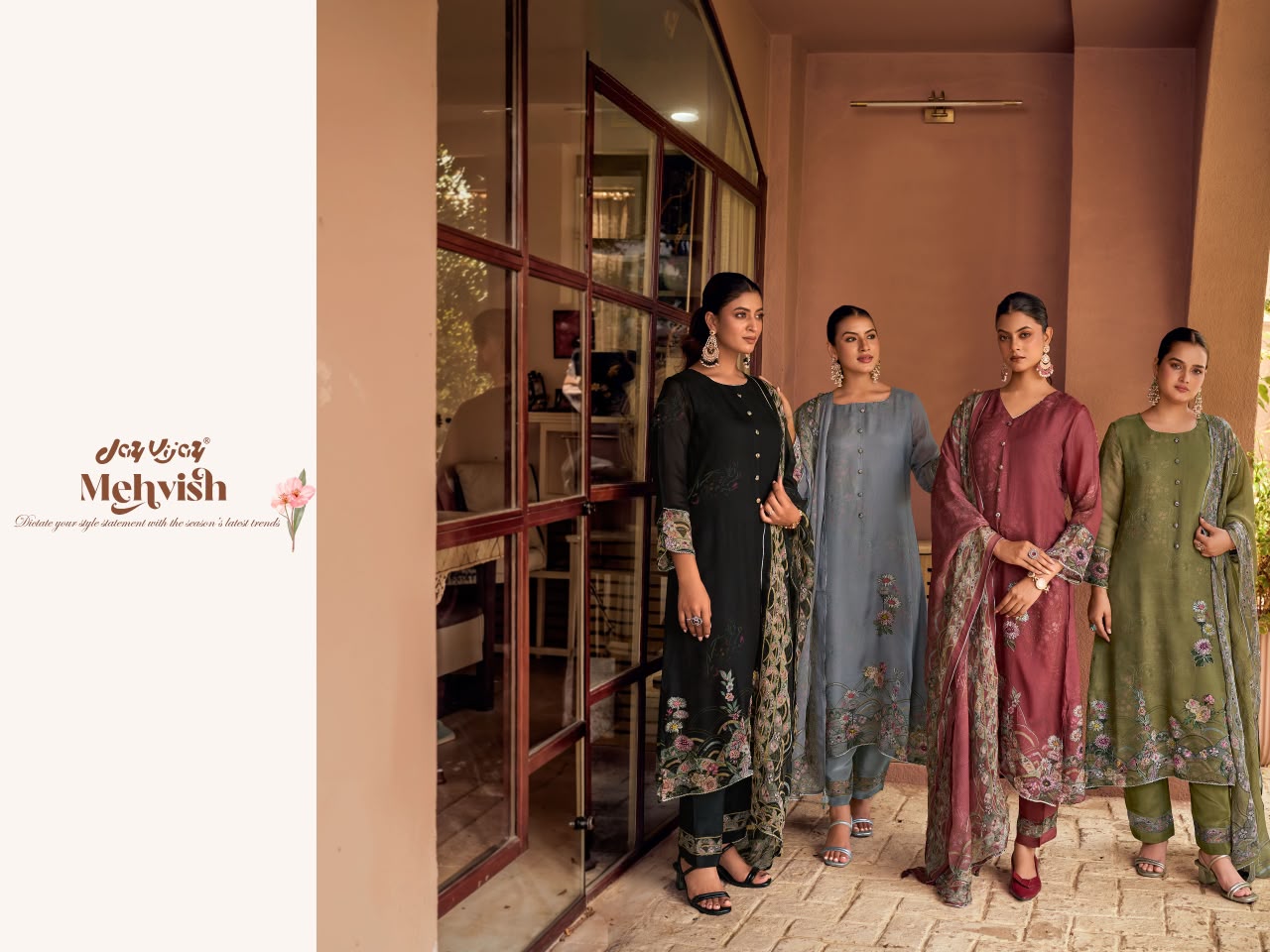 Mehvish 3341 Jay Vijay Organza Twill Pant Style Suits Supplier Gujarat