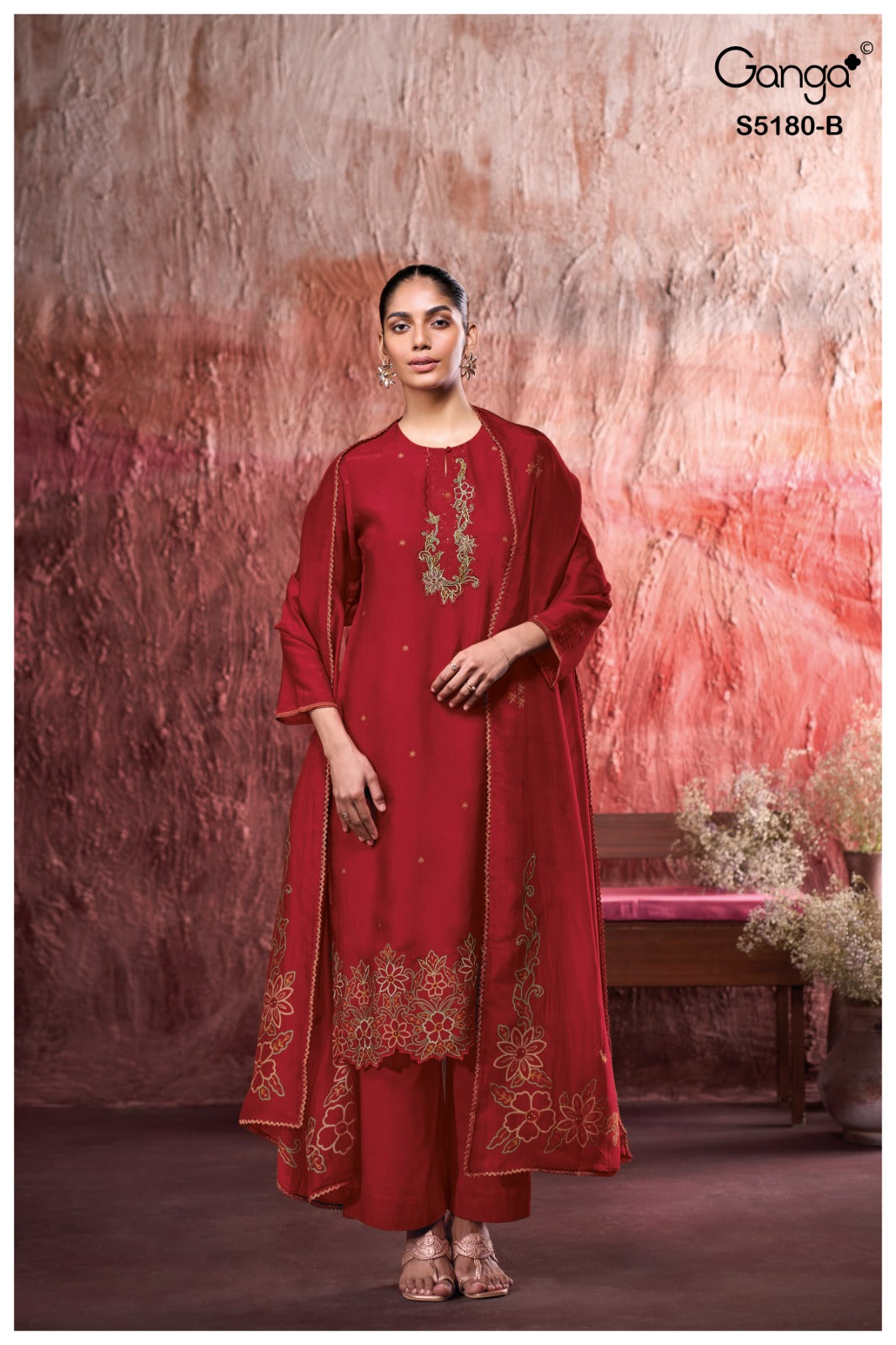 Mehvish S5180 Ganga Bemberg Silk Pant Style Suits Wholesaler Ahmedabad