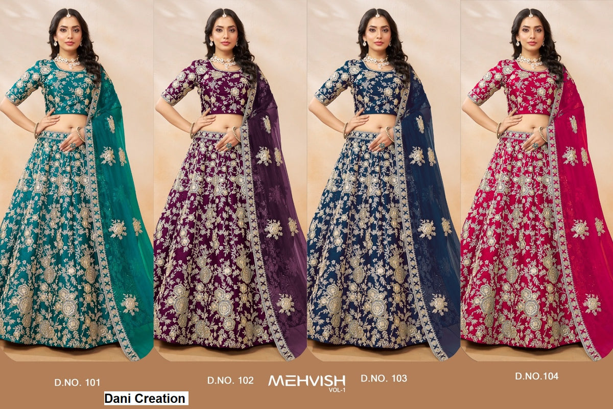 Mehvish Vol 1 Dani Creation Art Silk Lehenga Choli Supplier Ahmedabad