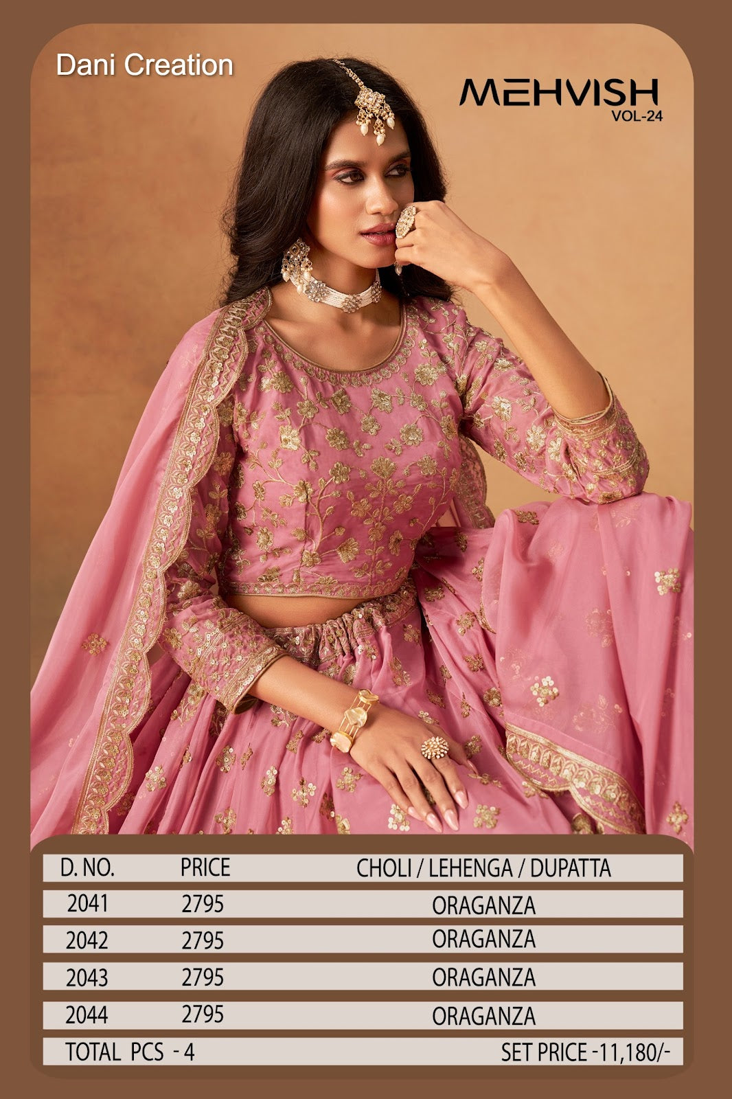 Mehvish Vol 24 Dani Creation Organza Lehenga Choli Wholesaler India
