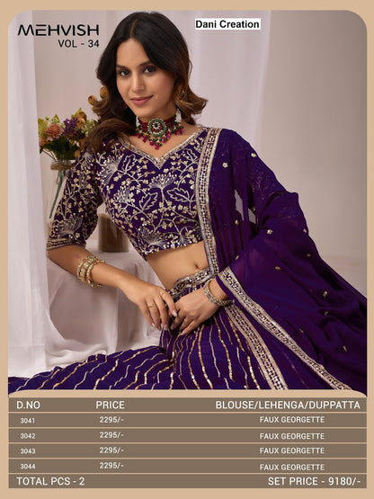 Mehvish Vol 34 Dani Creation Fox Georgette Lehenga Choli Exporter India
