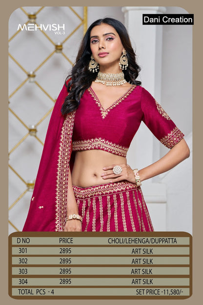 Mehvish Vol 3 Dani Creation Art Silk Lehenga Choli Exporter Ahmedabad