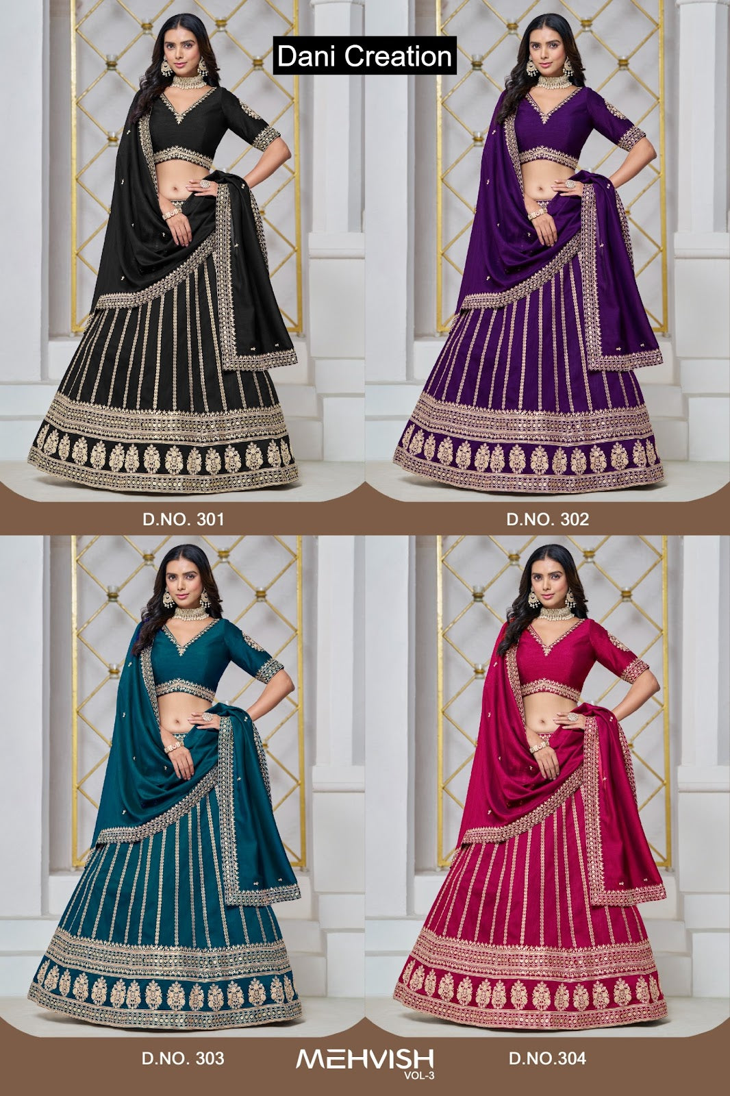Mehvish Vol 3 Dani Creation Art Silk Lehenga Choli Exporter Ahmedabad