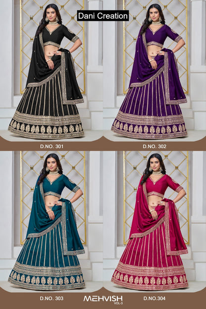 Mehvish Vol 3 Dani Creation Art Silk Lehenga Choli Exporter Ahmedabad