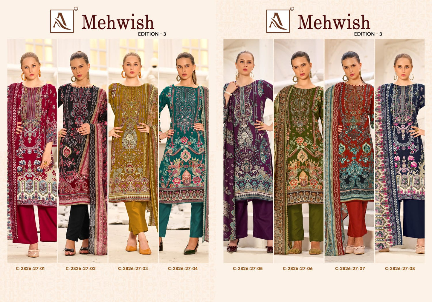 Mehwish Edition 3 Alok Viscose Reyon Karachi Salwar Suits Wholesale