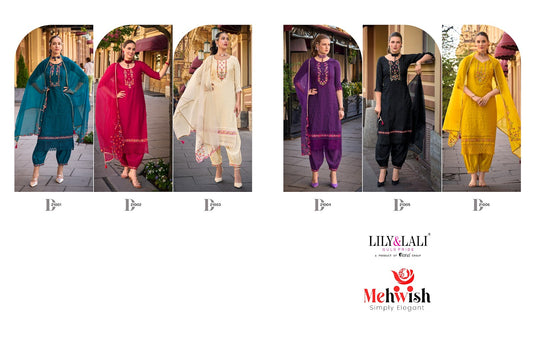 Mehwish Lily Lali Jacquard Silk Afghani Readymade Suit Manufacturer Ahmedabad