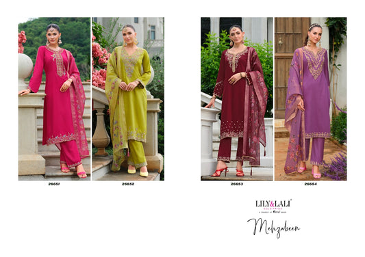 Mehzabeen Lily Lali Gaji Silk Readymade Pant Style Suits Manufacturer Ahmedabad