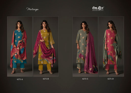 Melange 6271 Omtex Muslin Jacquard Pant Style Suits Wholesaler