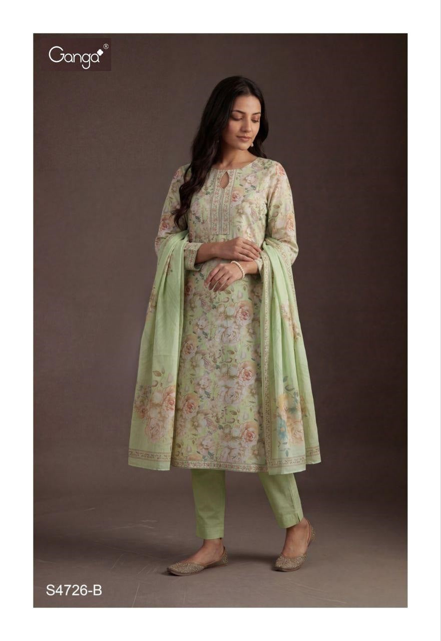 Melina 4726 Ganga Cotton Pant Style Suits Wholesale Rate